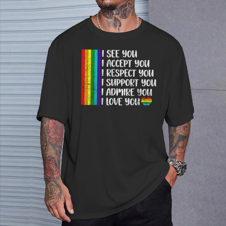 I See Love Accept You Lgbtq Gay Rainbow Pride Flag T-Shirt Gifts for Him