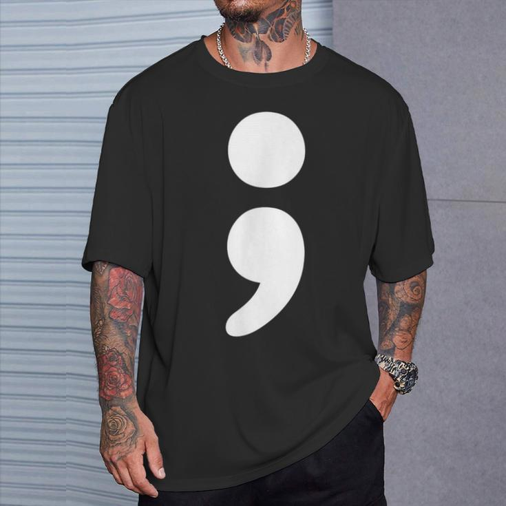 Semicolon Mental Health Matters Awareness Month T-Shirt Gifts for Him