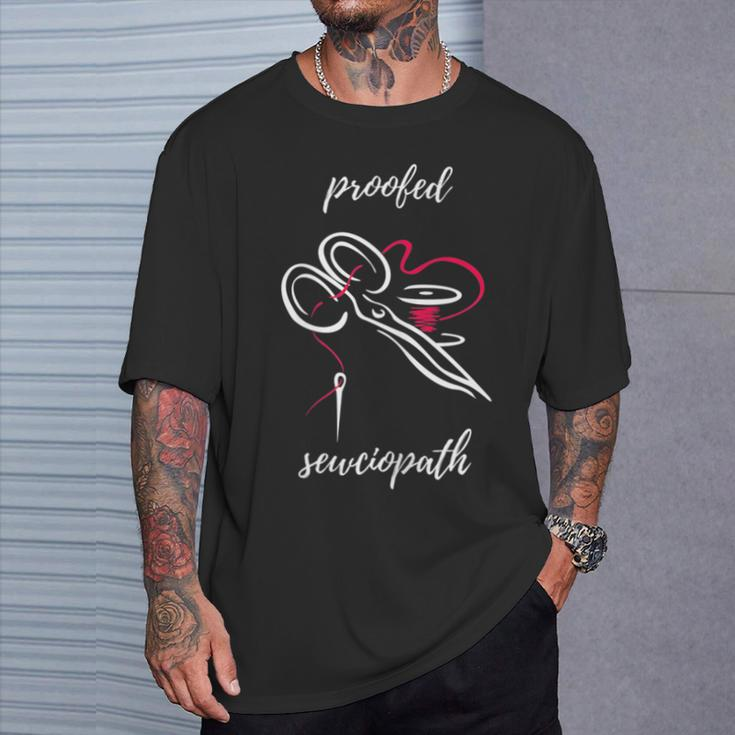 Sewciopath Sewing With Thread Yarn Scissors And Sewing T-Shirt Gifts for Him