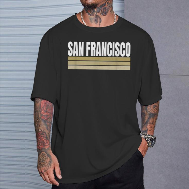 Sf Vintage Striped San Francisco Red Maroon San Francisco Ca T-Shirt Gifts for Him