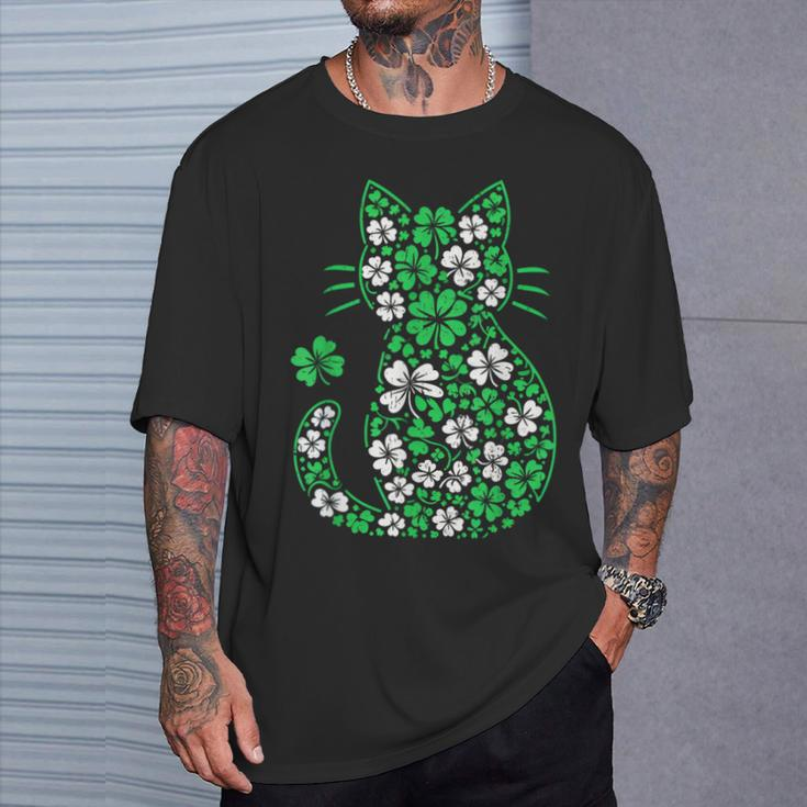 Shamrock Irish Cat Graphic Saint Patrick Day For Cat Lovers T-Shirt Gifts for Him