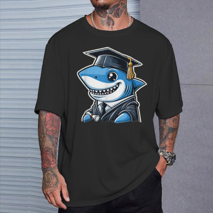 Shark Graduation Cap Class Of 2024 Shark Lover T-Shirt Gifts for Him