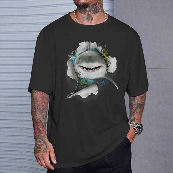 Shark Great White Shark Deep Sea Fishing Shark T-Shirt Gifts for Him