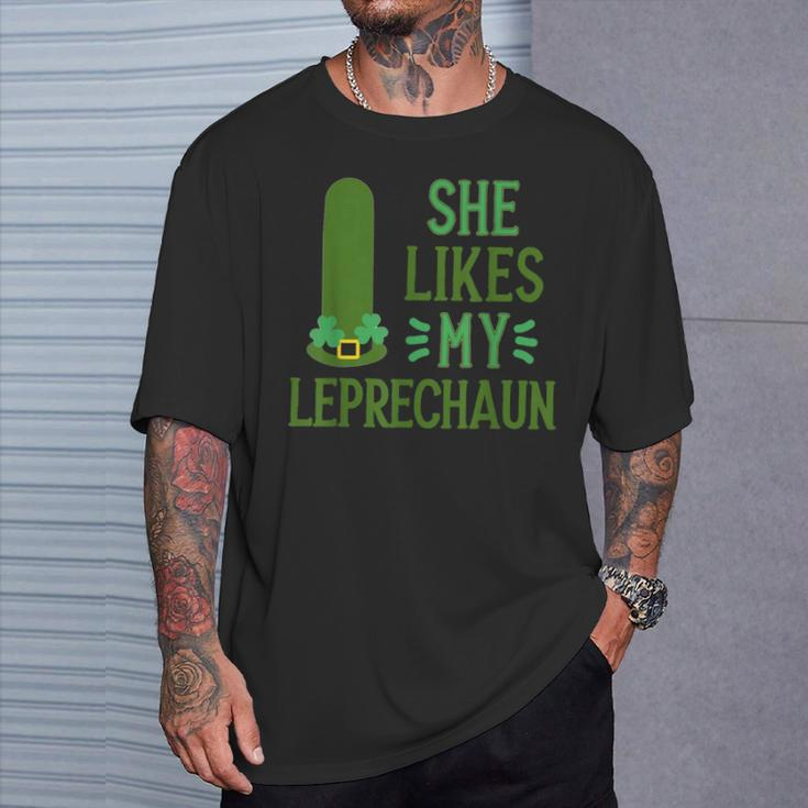 She Likes My Leprechaun St Patrick's Couple T-Shirt Gifts for Him