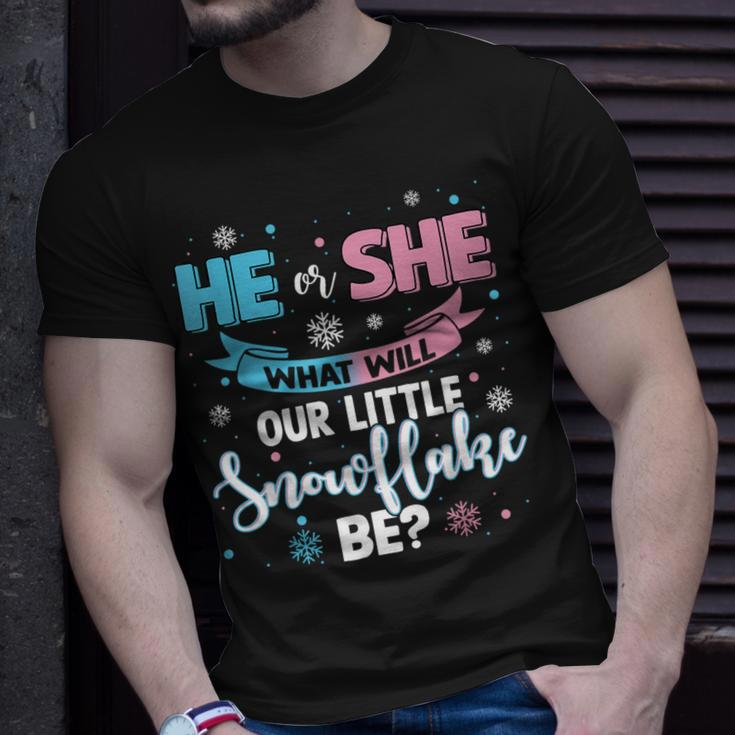 He Or She What Will Our Little Snowflake Be Gender Reveal T-Shirt Gifts for Him
