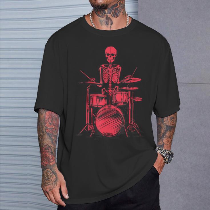 Skeleton Drummer On Drums For Musicians T-Shirt Geschenke für Ihn