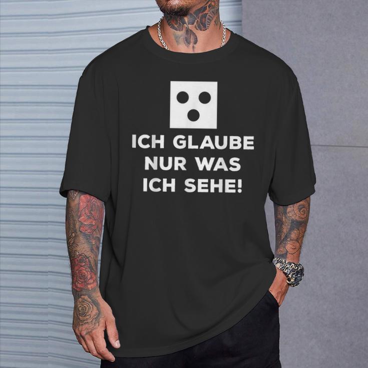 Skeptiker Steckdosengesicht T-Shirt, Herren mit Spruch Ich glaube nur was ich sehe Geschenke für Ihn