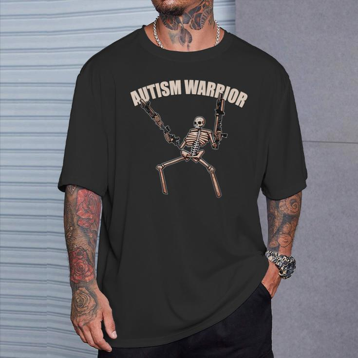 Skull Autism Warrior Autism Skeleton Meme Autism Awareness T-Shirt Gifts for Him