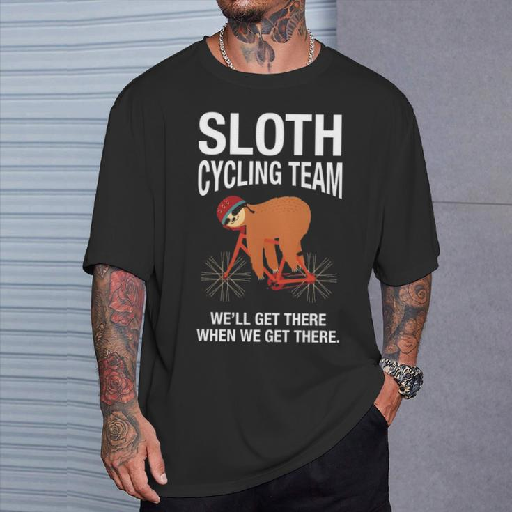 Sloth Cycling Team Lazy Sloth Sleeping Bicycle T-Shirt Gifts for Him