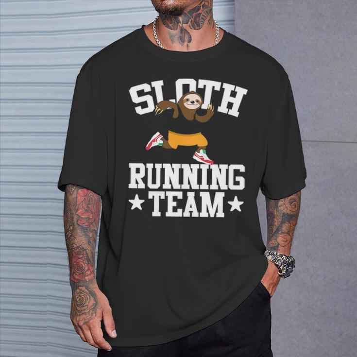 Sloth Running Team Running T-Shirt Gifts for Him