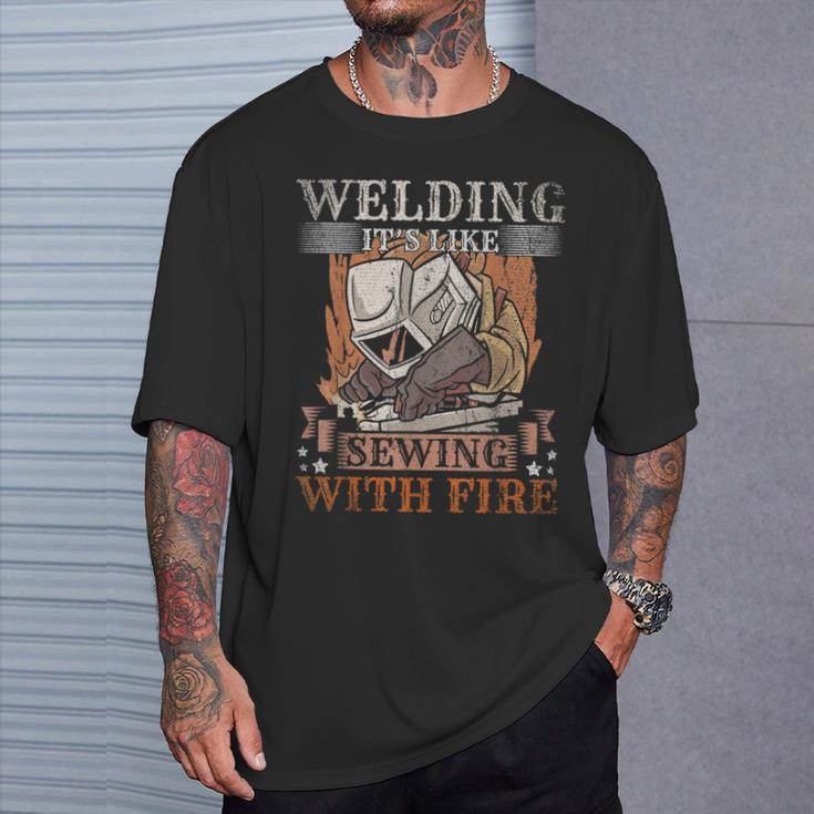 Slworker Welder Sewing Welding Skills Weld Welding T-Shirt Gifts for Him