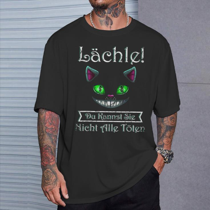 Smile Du Kannst Sie Nicht Alle Töten Cheshire Cat Black T-Shirt Geschenke für Ihn