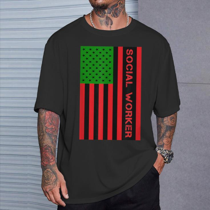 Social Worker Unia Flag Pan African American Flag Junenth T-Shirt Gifts for Him