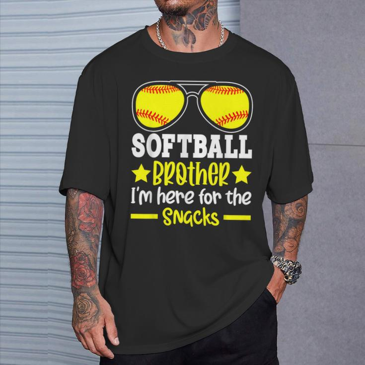 Softball Brother I'm Just Here For The Snacks Retro T-Shirt Gifts for Him