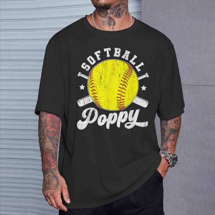 Softball Poppy Grandpa Softball Player Poppy T-Shirt Gifts for Him