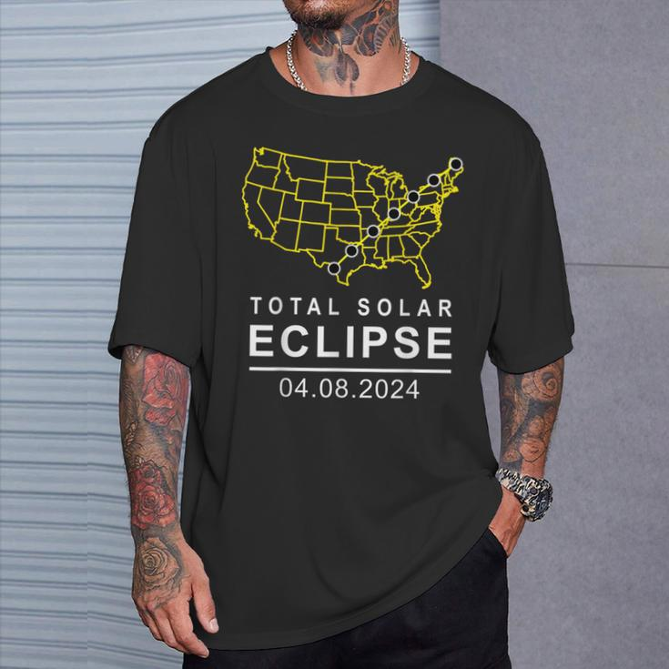 Solar Eclipse 2024 America Totality Path April 8 Usa Map T-Shirt Gifts for Him