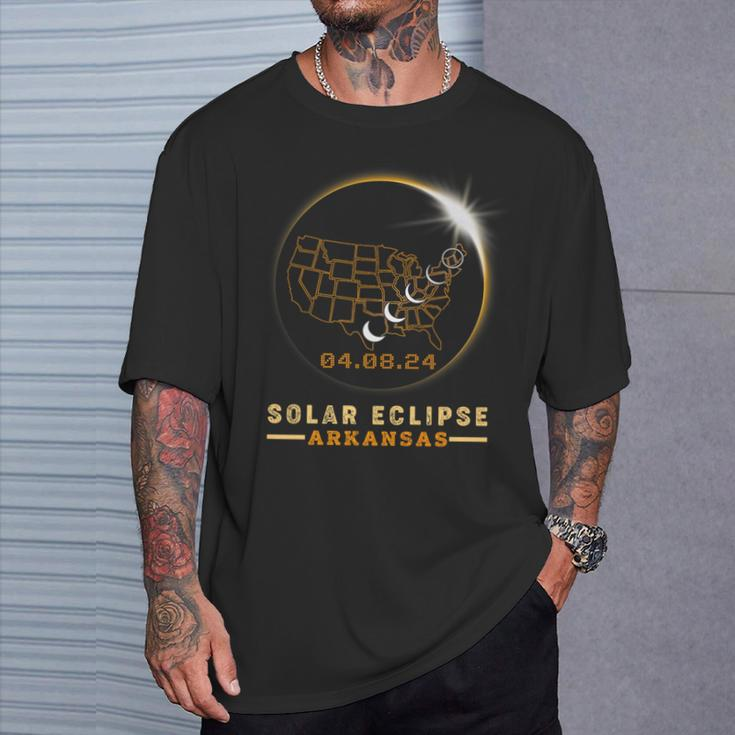 Solar Eclipse 2024 America Totality Total Arkansas Usa Map T-Shirt Gifts for Him