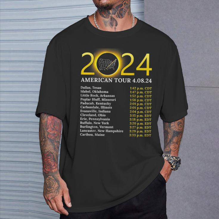Solar Eclipse 2024 American Tour 2024 Totality Total Usa Map T-Shirt Gifts for Him