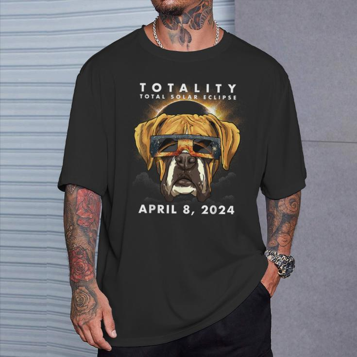 Solar Eclipse 2024 Boxer Dog Wearing Glasses T-Shirt Gifts for Him