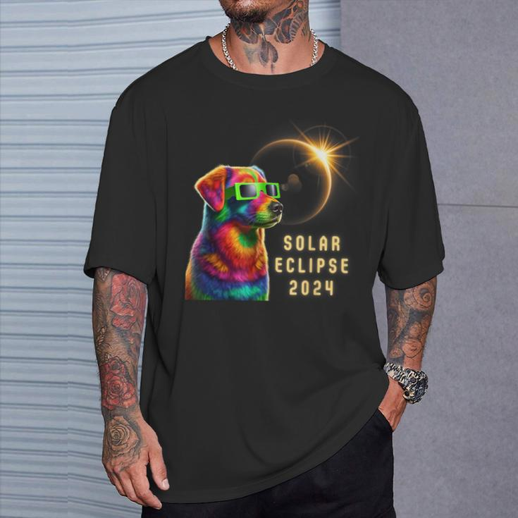 Solar Eclipse 2024 Dog Wearing Solar Eclipse Glasses T-Shirt Gifts for Him