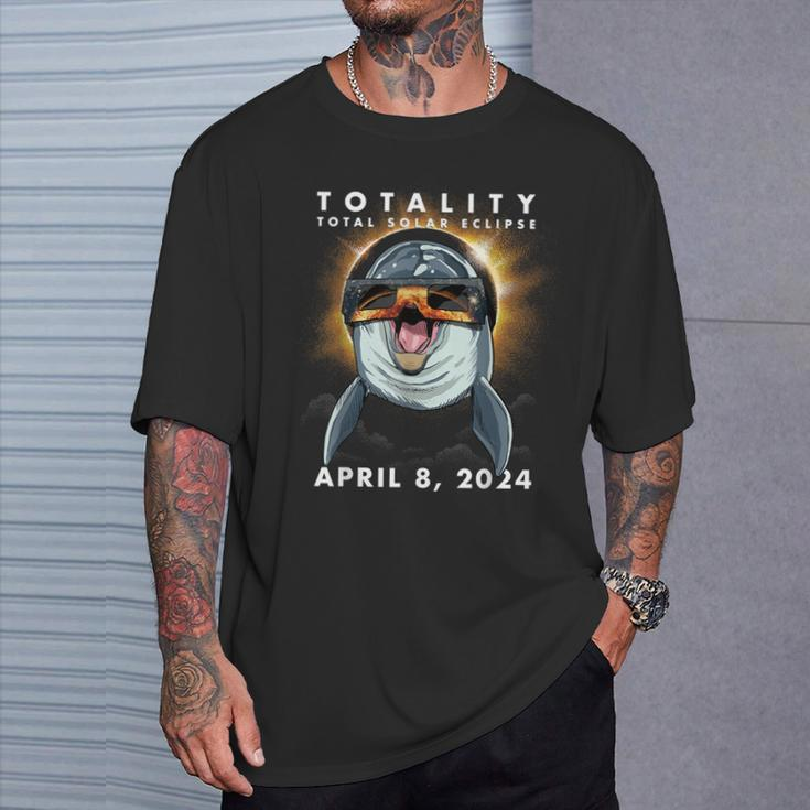 Solar Eclipse 2024 Dolphin Wearing Eclipse Glasses T-Shirt Gifts for Him