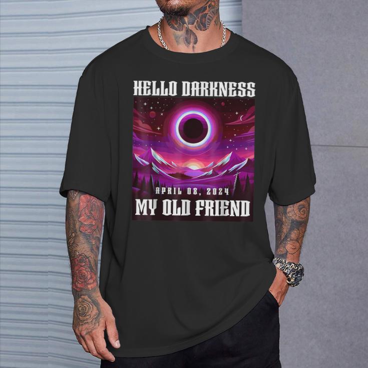 Solar Eclipse 2024 Hello Darkness My Old Friend April 08 24 T-Shirt Gifts for Him