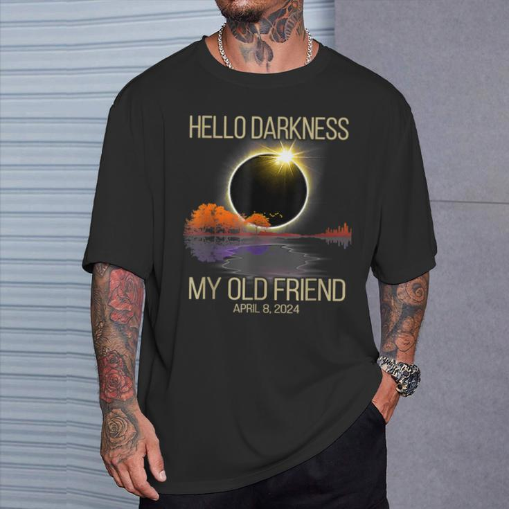 Solar Eclipse 2024 Hello Darkness My Old Friend April 08 24 T-Shirt Gifts for Him
