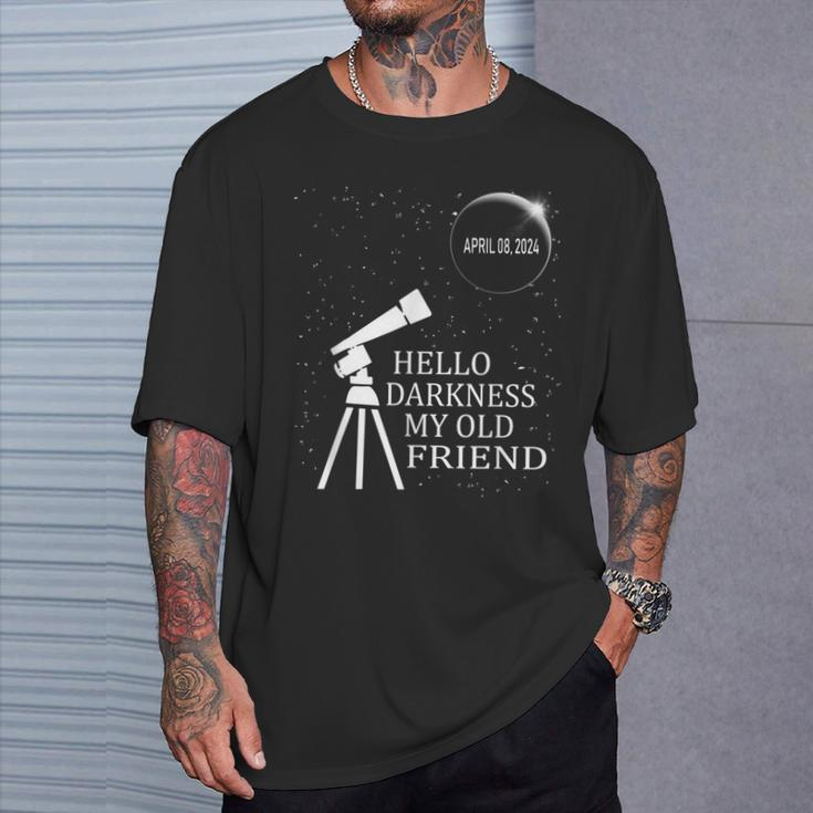 Solar Eclipse 2024 Hello Darkness My Old Friend 2024 T-Shirt Gifts for Him