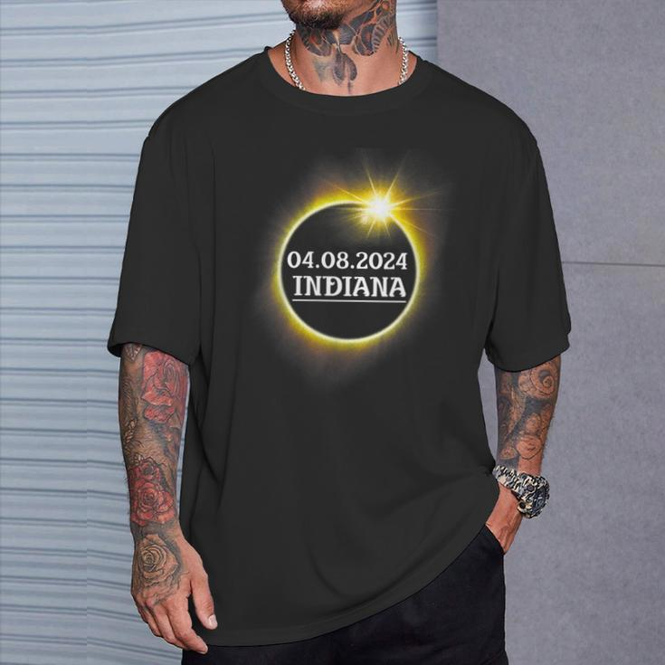 Solar Eclipse 2024 Indiana Usa State Totality Path Souvenir T-Shirt Gifts for Him