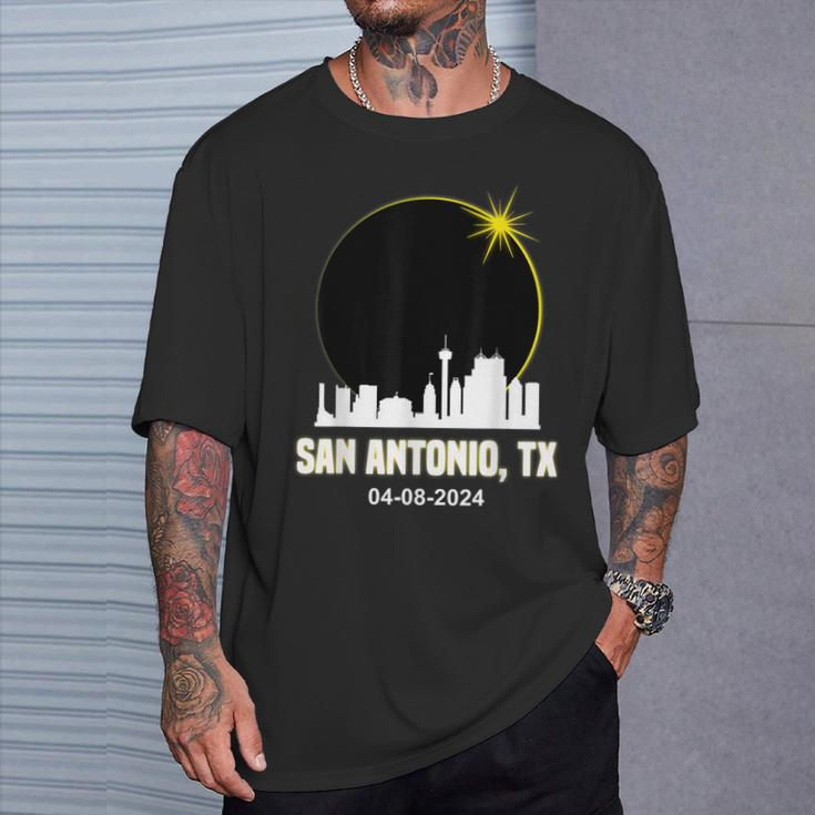 Solar Eclipse 2024 San Antonio Skyline Texas Solar Eclipse T-Shirt Gifts for Him