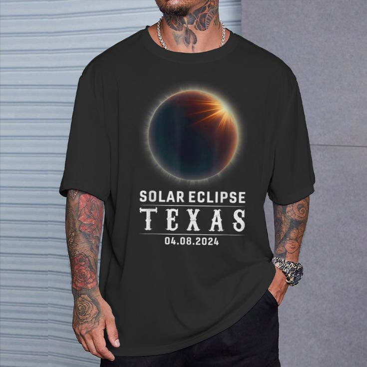 Solar Eclipse 2024 State Texas Total Solar Eclipse Men T-Shirt Gifts for Him