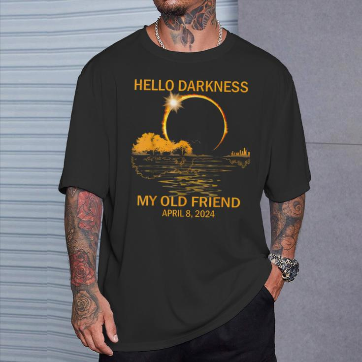 Solar Eclipse April 08 2024 Hello Darkness My Old Friend T-Shirt Gifts for Him