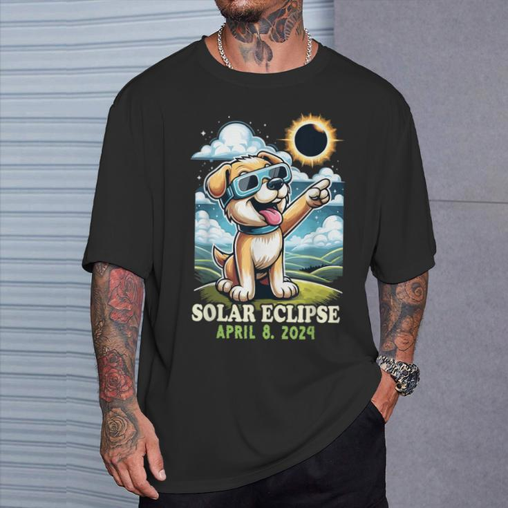 Solar Eclipse April 2024 Dog Wearing Solar Eclipse Glasses T-Shirt Gifts for Him