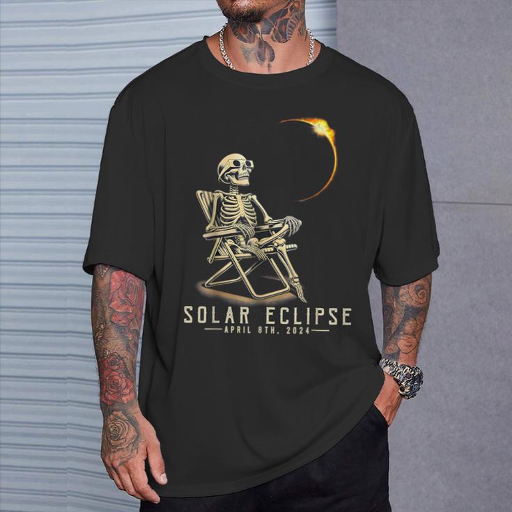 Solar Eclipse April 8 2024 Skeleton Solar Eclipse Glasses T-Shirt Gifts for Him