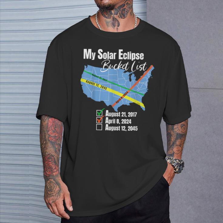 My Solar Eclipse Bucket List Total Eclipse April 2024 Sun T-Shirt Gifts for Him