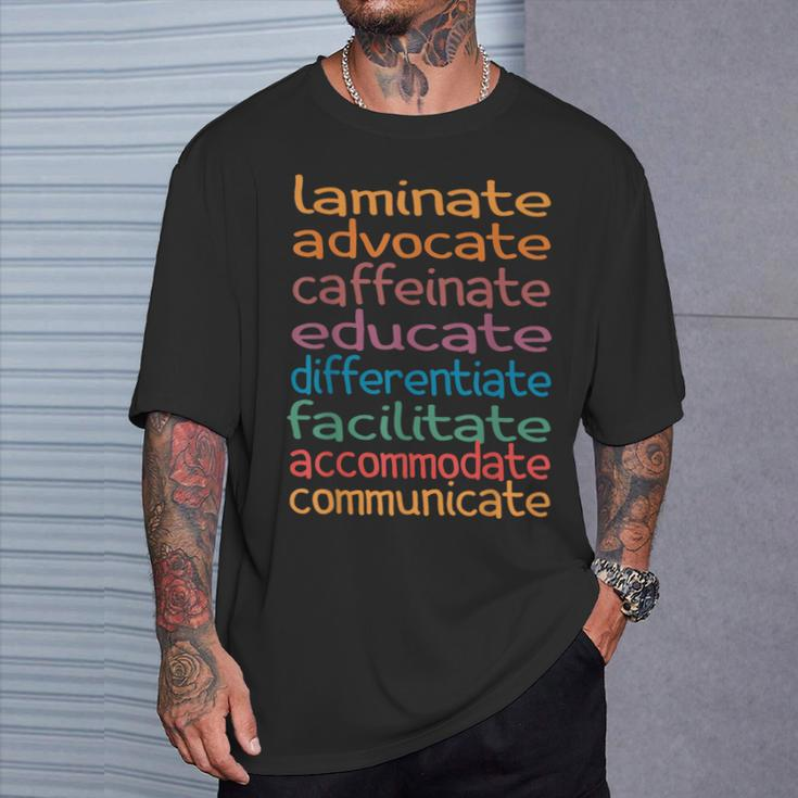 Sped Special Education Teacher Laminate Advocate Caffeinate T-Shirt Gifts for Him
