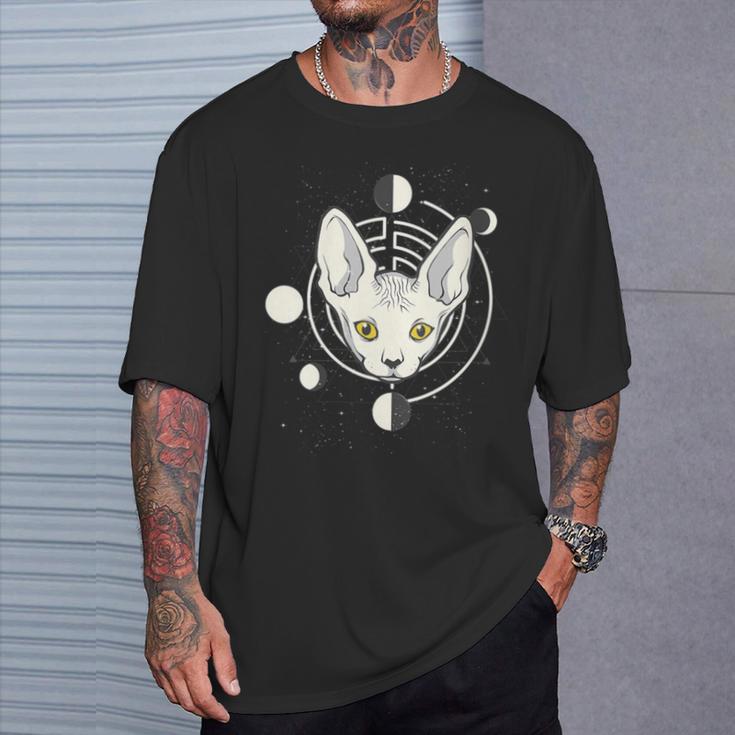 Sphynx Cat Moon Phase Gothic T-Shirt Gifts for Him