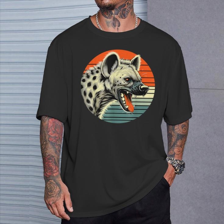 Spotted Laughing Hyena Retro Sun T-Shirt Gifts for Him