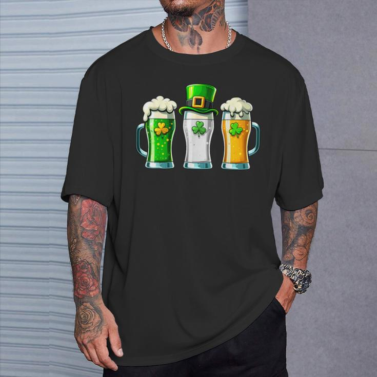 St Patrick Day Irish Ireland Flag Green Beer Lover Women T-Shirt Gifts for Him