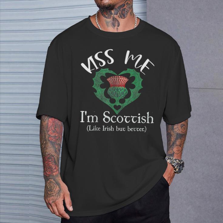 St Patrick's Day Scottish Kiss Me I'm Scottish T-Shirt Gifts for Him