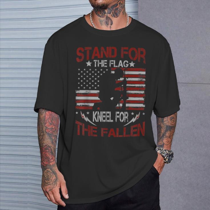 Stand For The Flag Kneel For The Fallen Veterans Day T-Shirt Gifts for Him
