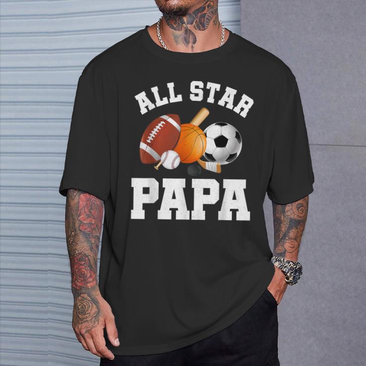 All Star Papa Dad Of The Birthday Boy Sports Daddy T-Shirt Gifts for Him