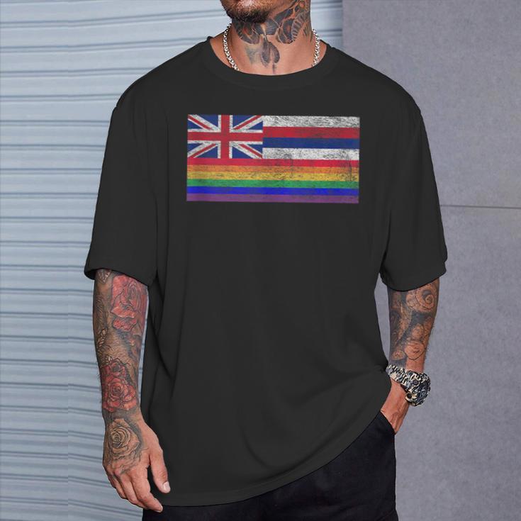 State Of Hawaii Lgbtq Gay Pride Rainbow Flag T-Shirt Gifts for Him