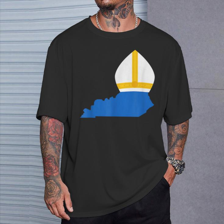 State Of Kentucky With Pope Hat T-Shirt Gifts for Him