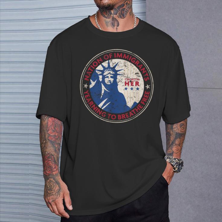 Statue Of Liberty Nation Of Immigrants Patriotic T-Shirt Gifts for Him