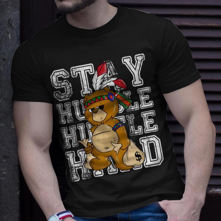 Stay Humble Hustle Hard Native American Bear T-Shirt Gifts for Him