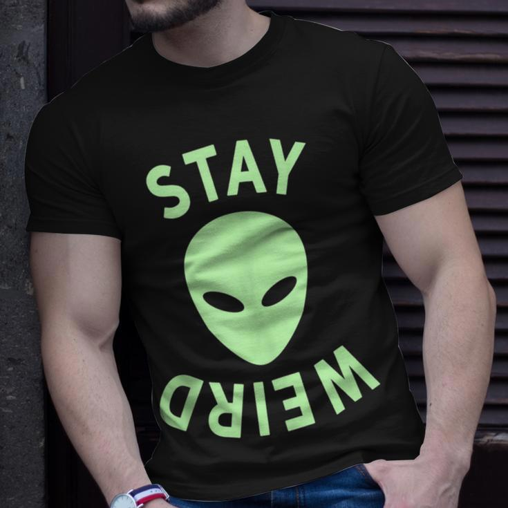 Stay Weird Stay Weird Alien Upside Down T-Shirt Gifts for Him