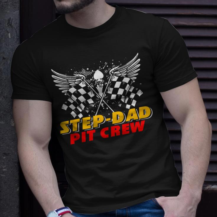 Step-Dad Pit Crew Race Car Birthday Party Matching Family T-Shirt Gifts for Him