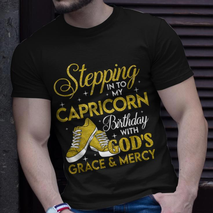 Stepping Into My Capricorn Birthday With God Grace And Mercy T-Shirt Gifts for Him