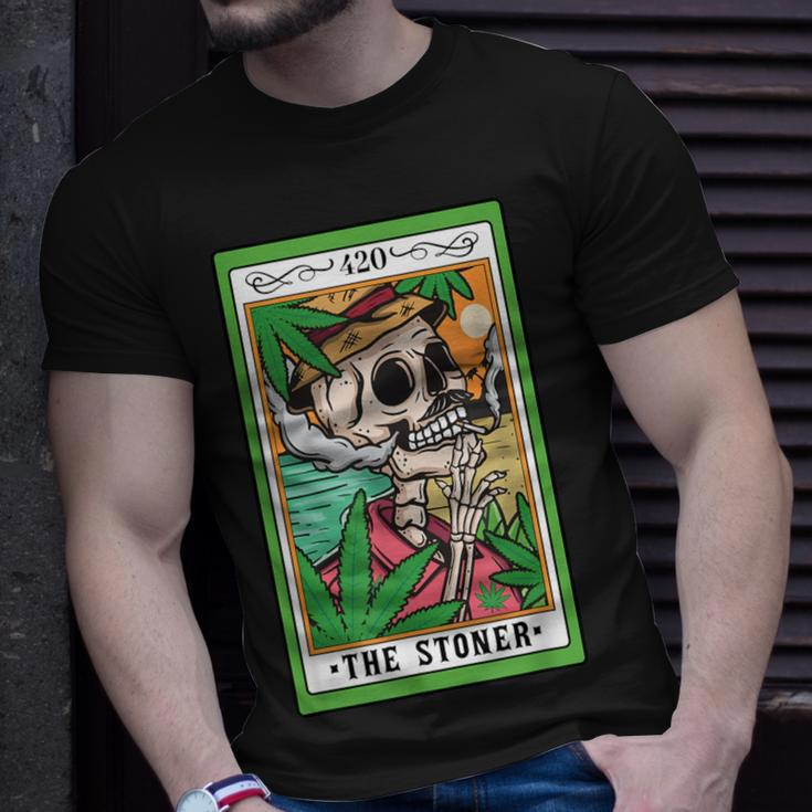 The Stoner Tarot Card Skeleton Cannabis Weed Lover Marijuana T-Shirt Gifts for Him